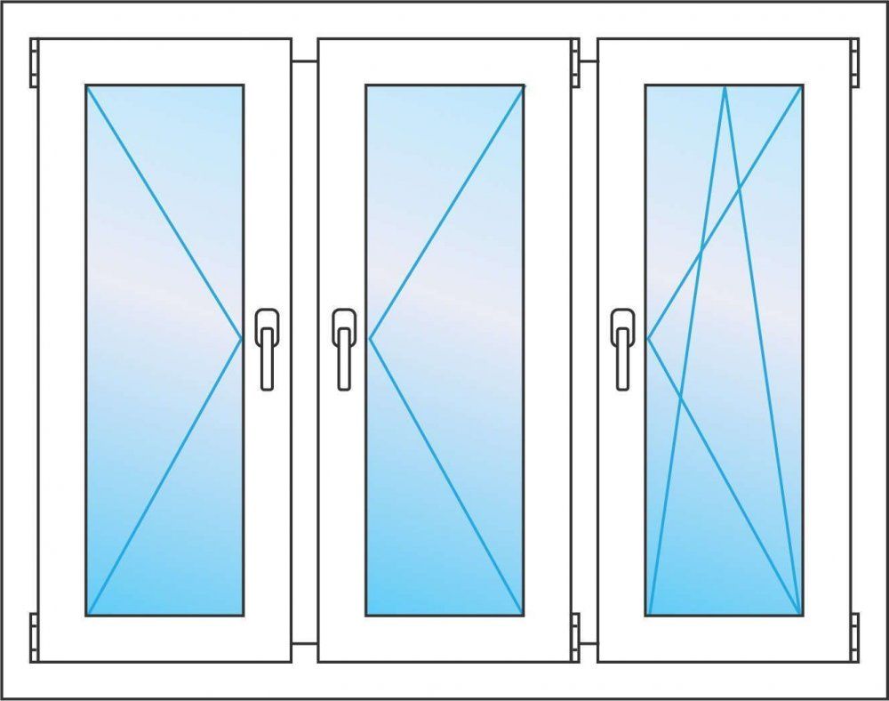 Трехстворчатое окно 1800*1400 Softline 82. Три створки 